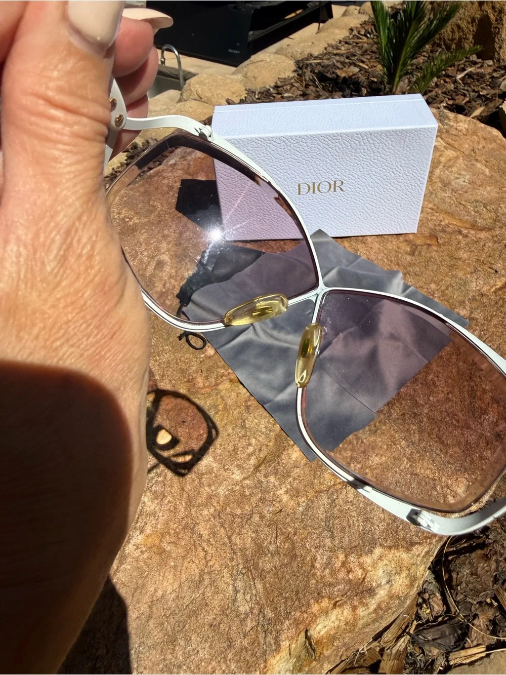 Vintage Dior oversized White Frame reader Sunglasses with Pink Gradient Lenses